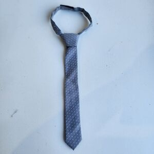 Boy's Gray Aqua Blue Polka Dot Neck Tie Size Kids